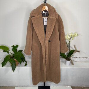 Mango Tan Long Teddy Coat